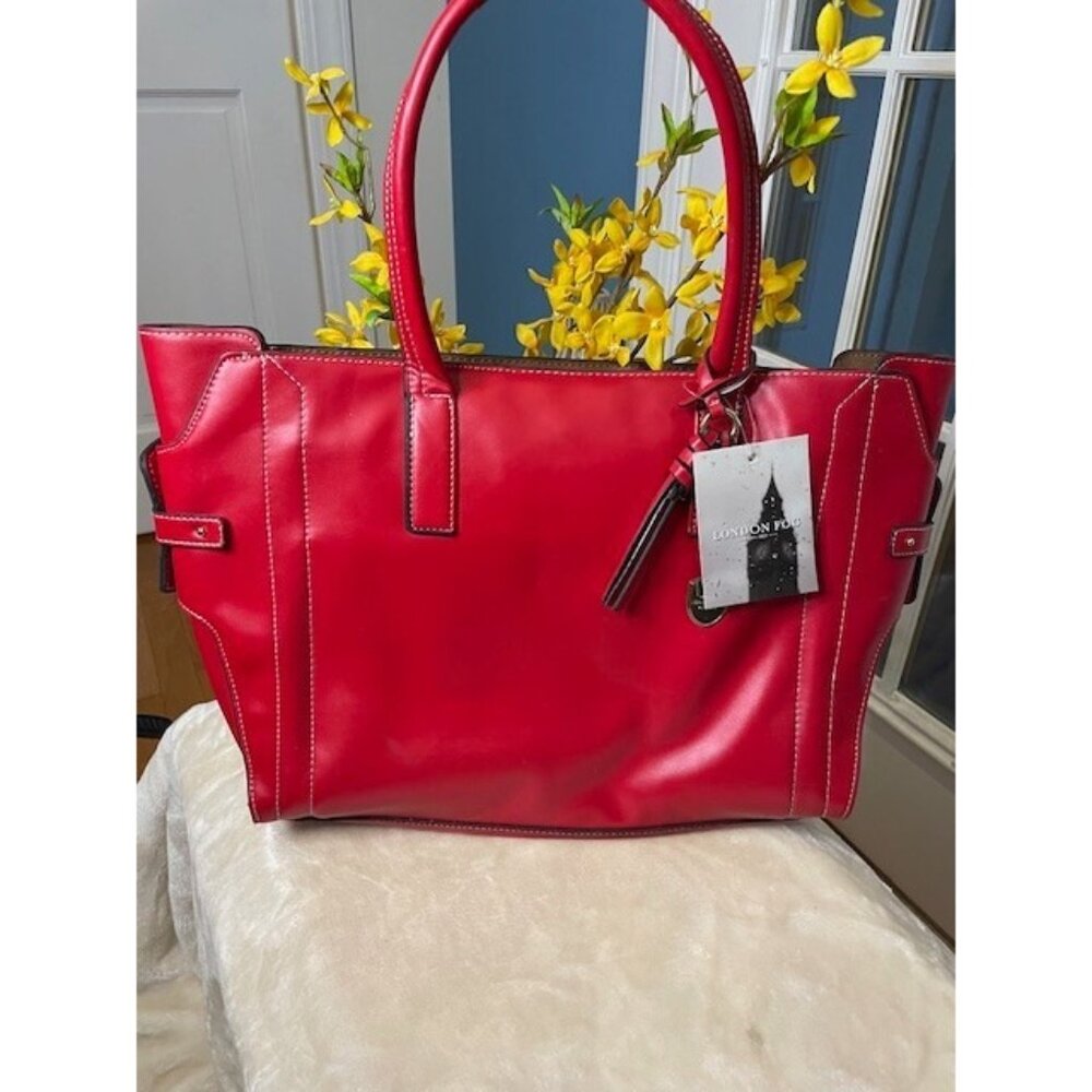 London Fog Vibrant Red Structured Tote